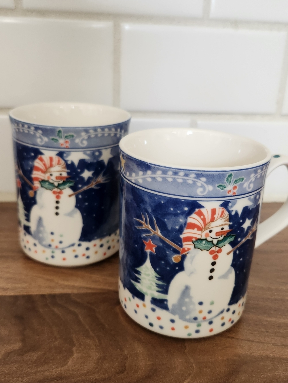 Noritake Epoch Festive Snowman Ceramic Mugs-Set Of 2